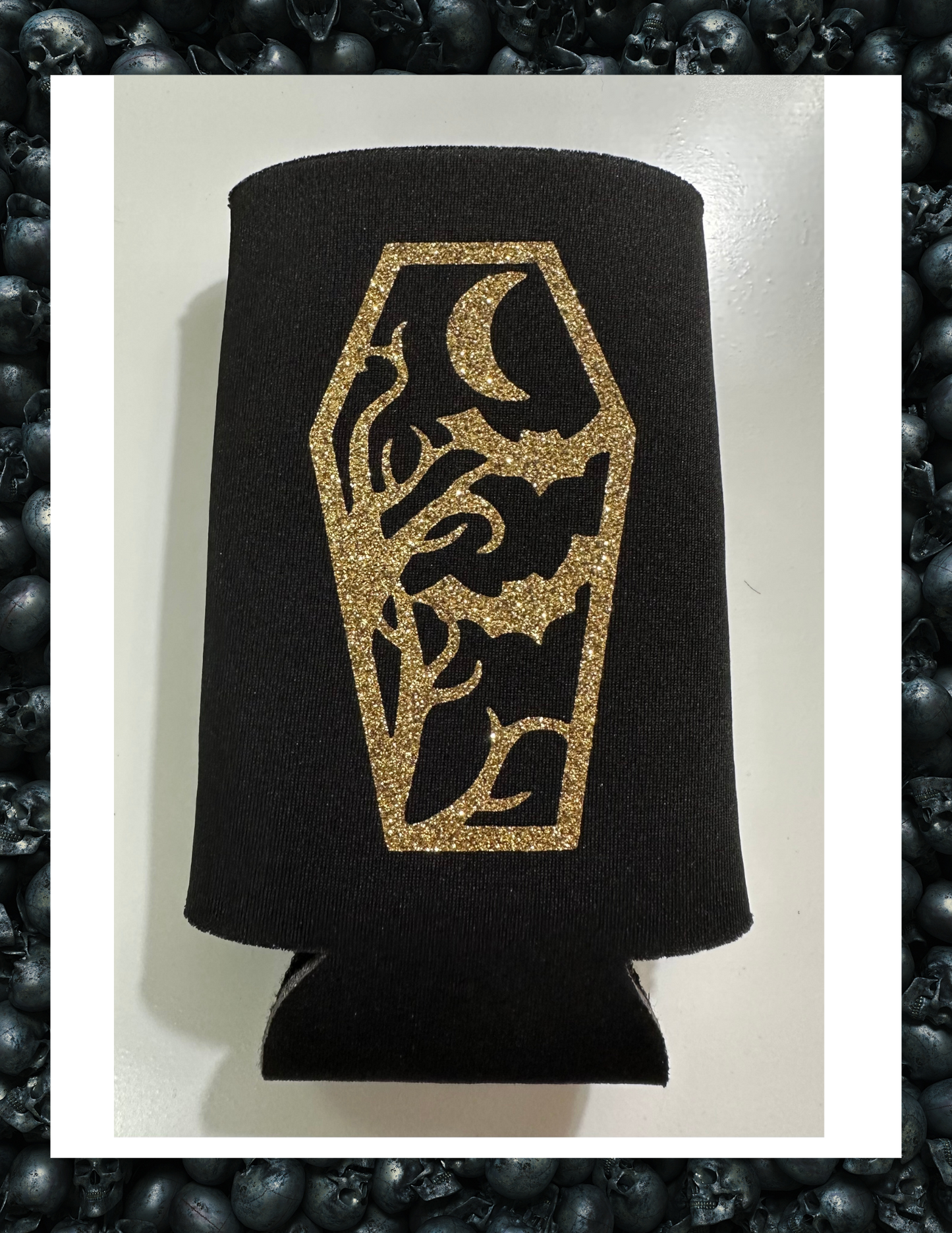 Koozie- Glitter Gold Coffin