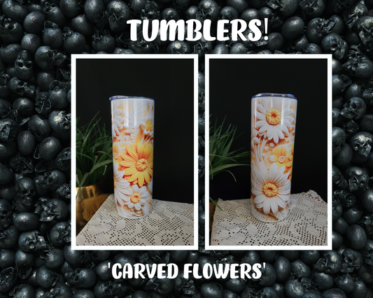 Tumbler- Carved Flowers