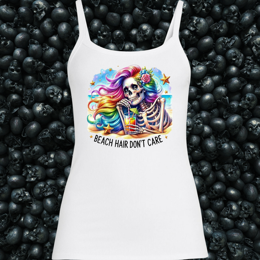 Beach Hair Don't Care Skeleton Tank Top