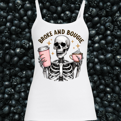 Broke & Bougie Skeleton Coffee Tank Top