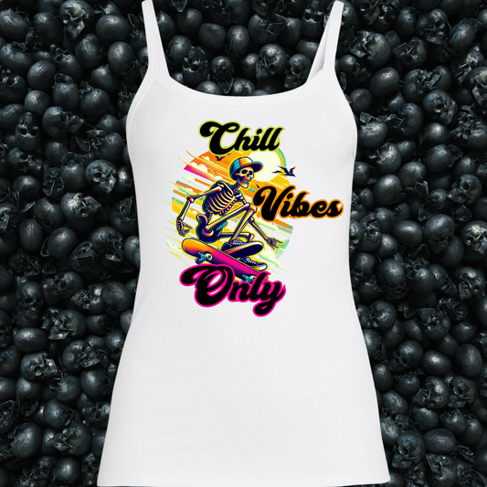 Chill Vibes Only Skating Skeleton Tank Top