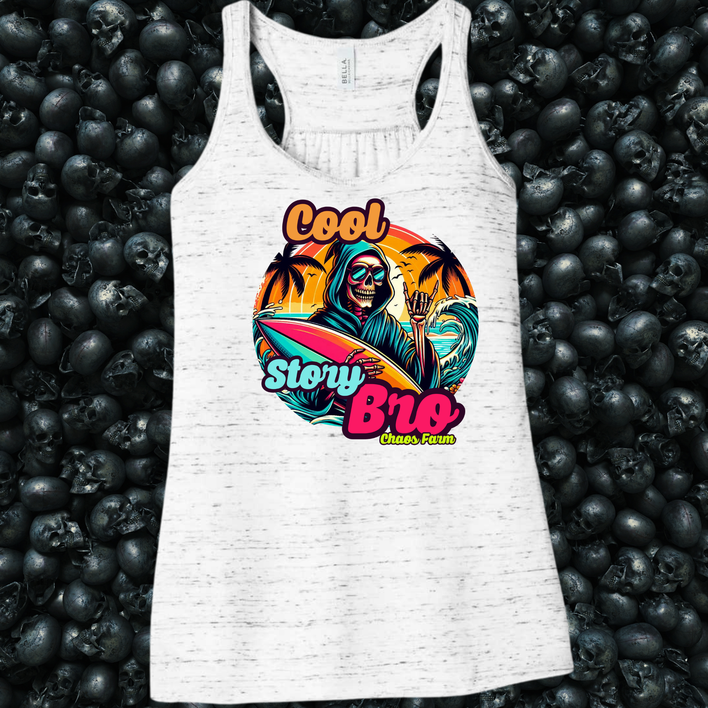 Cool Story Bro Surfing Grim Reaper Skeleton Tank Top