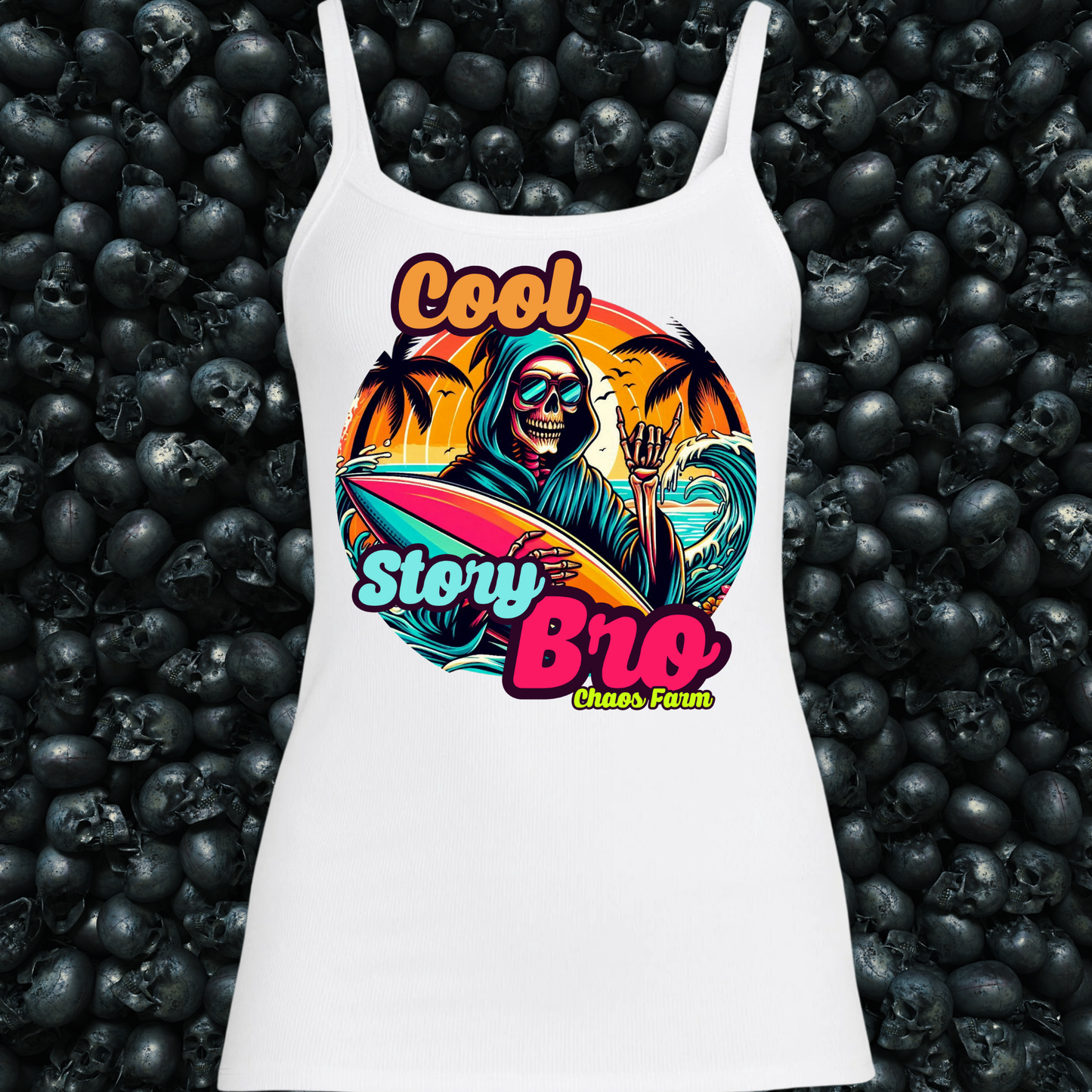 Cool Story Bro Surfing Grim Reaper Skeleton Tank Top