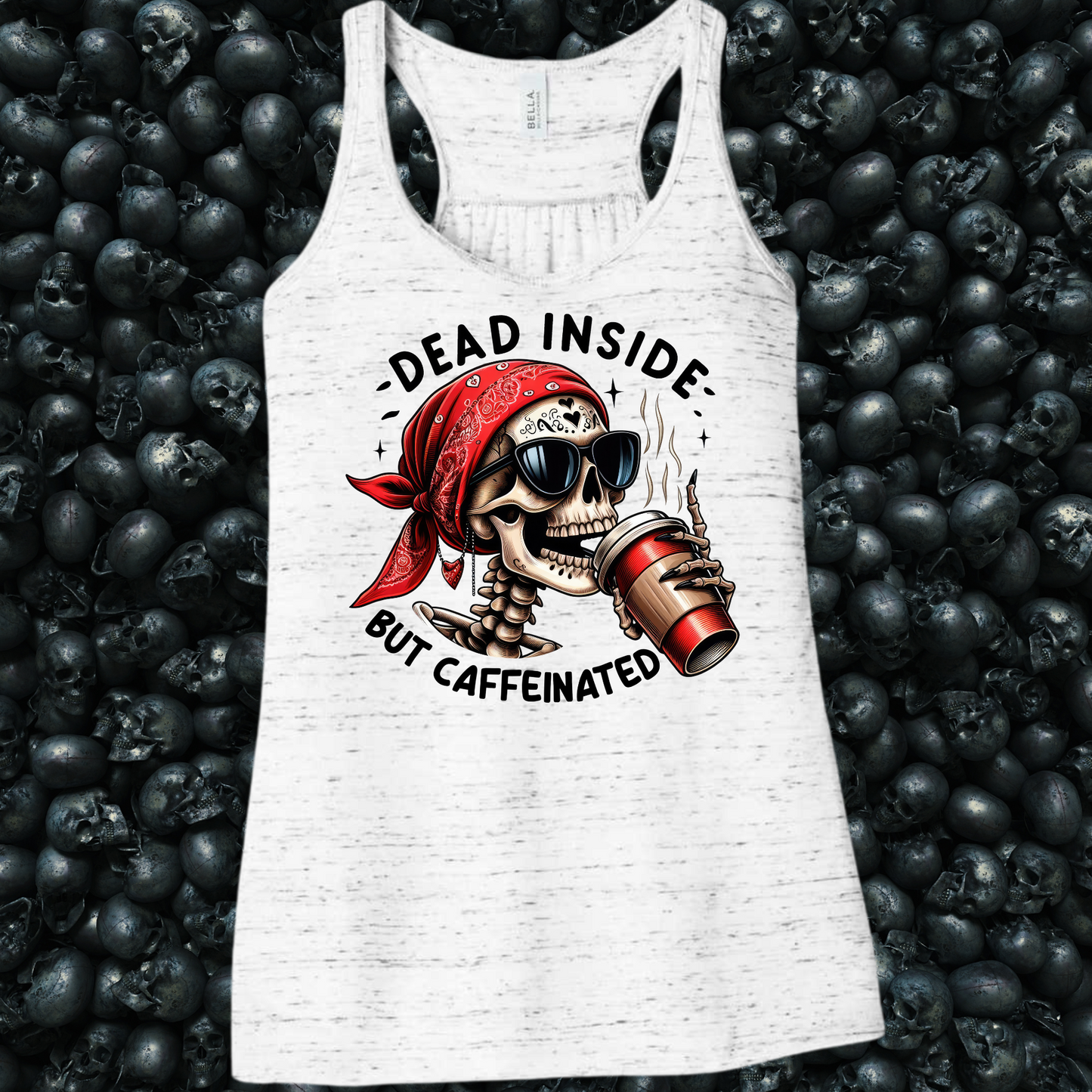 Dead Inside but Caffeinated Skeleton Coffee Tank Top