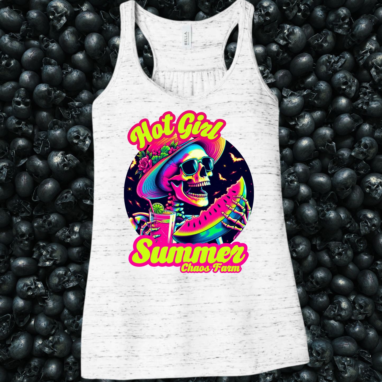 Hot Girl Summer Skeleton Eating Watermelon Day Drinking on the Lake Racoon Tank Top