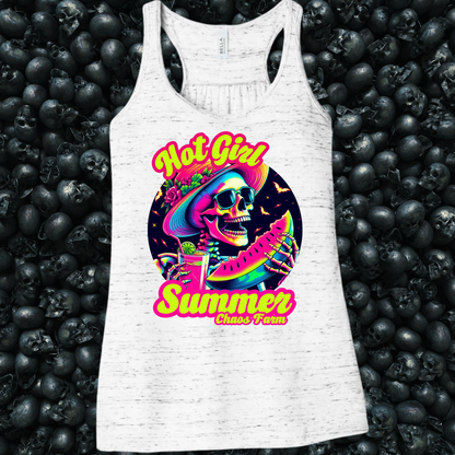 Hot Girl Summer Skeleton Eating Watermelon Day Drinking on the Lake Racoon Tank Top