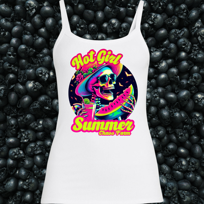 Hot Girl Summer Skeleton Eating Watermelon Day Drinking on the Lake Racoon Tank Top
