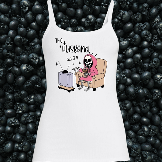 The Husband Did It True Crime Skeleton Tank Top