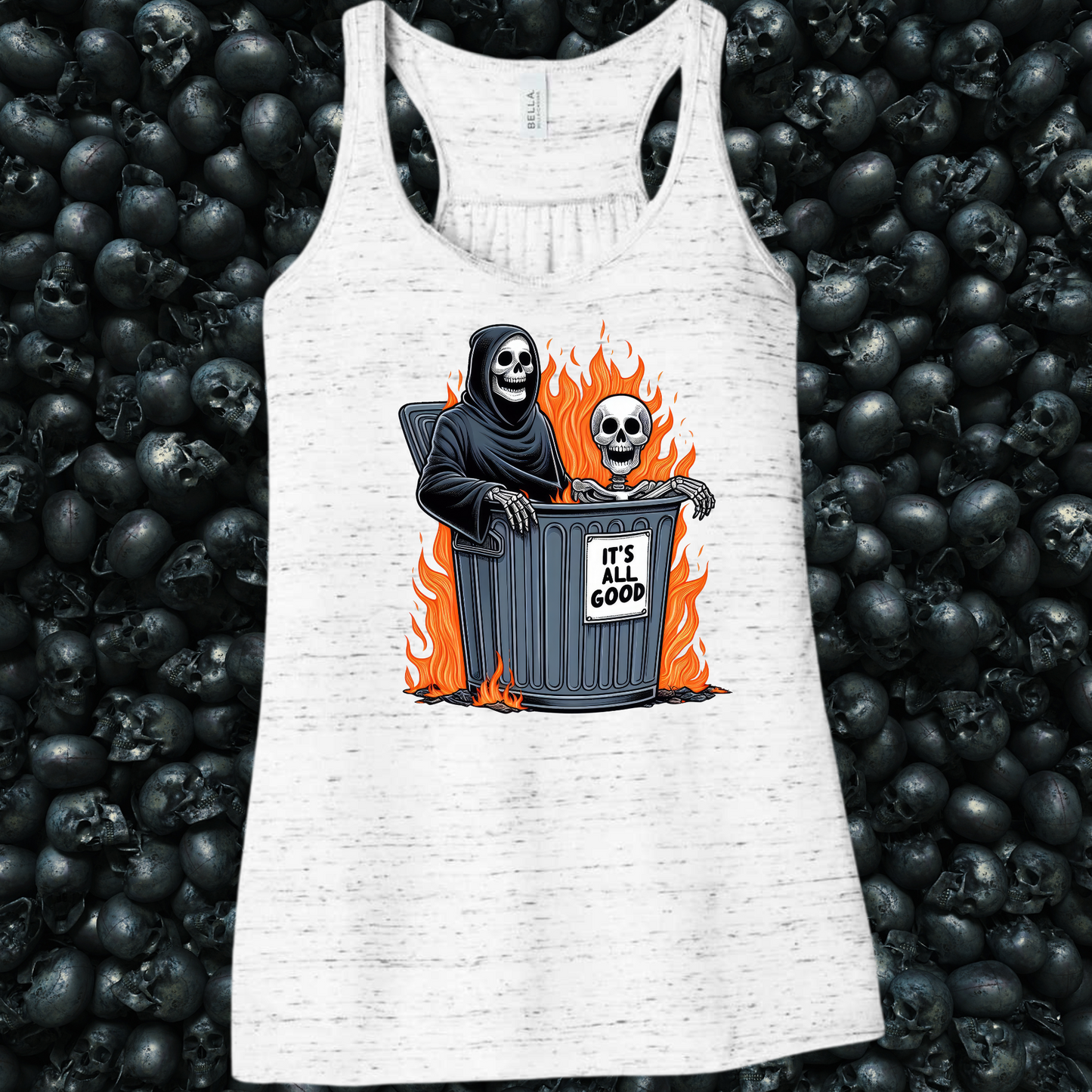 It's All Good Skeleton Dumpster Fire Tank Top