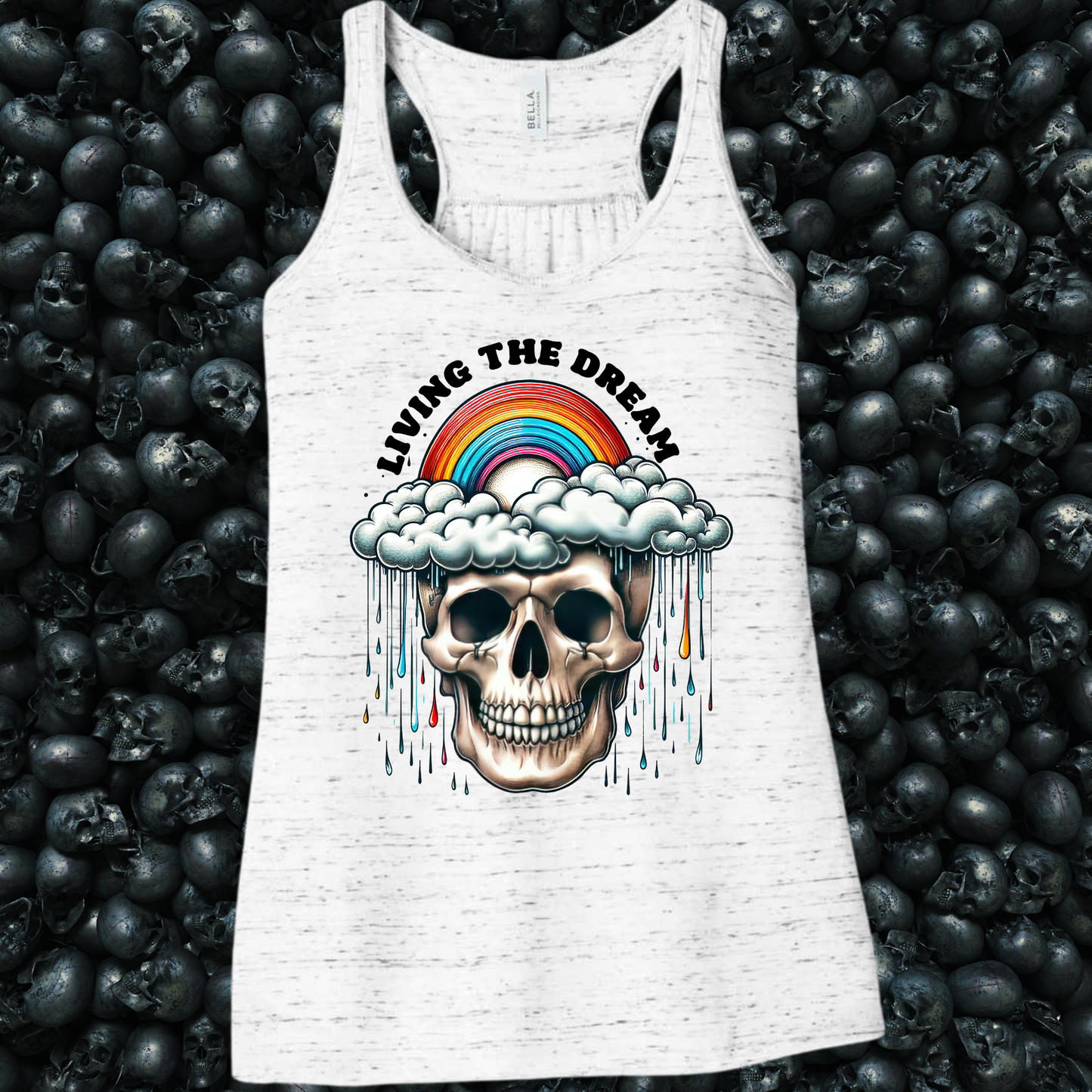 Living the Dream Skeleton Cloud Tank Top