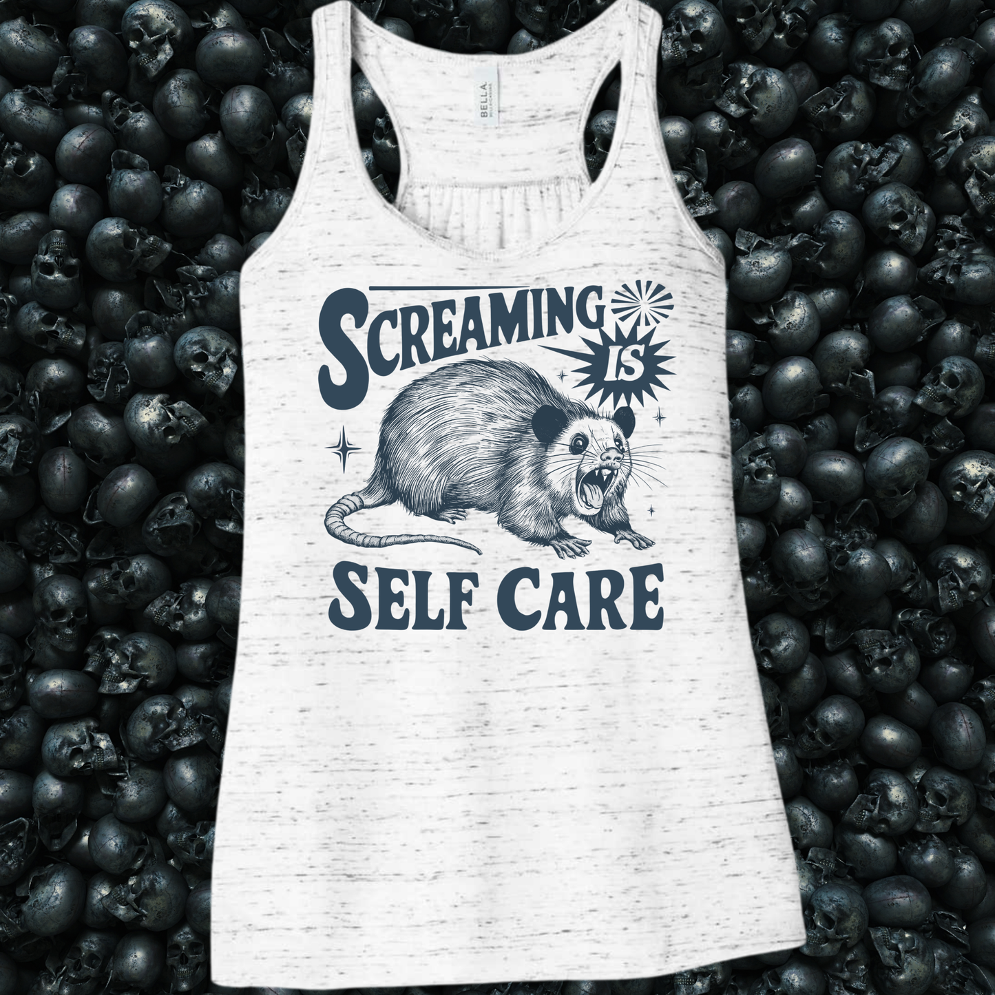 Screaming is Self Care Funny Possum Tank Top