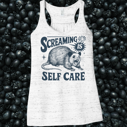 Screaming is Self Care Funny Possum Tank Top