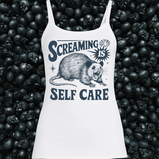 Screaming is Self Care Funny Possum Tank Top