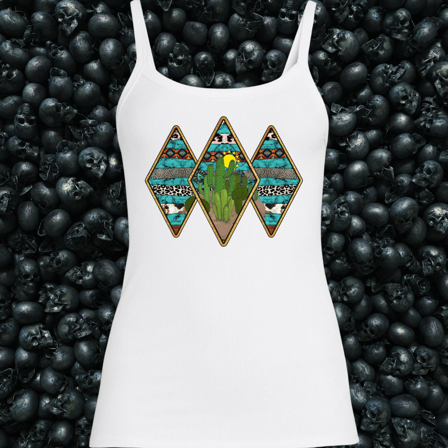 Western Turquoise Diamonds Tank Top