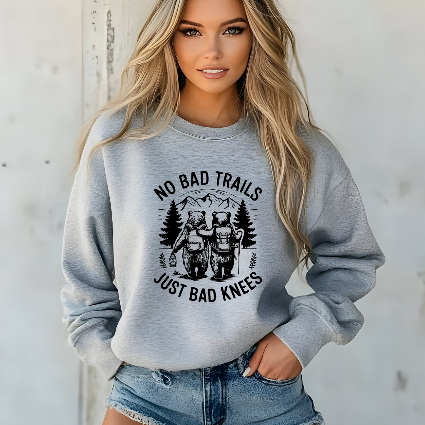 No Bad Trails, Just Bad Knees Bears Hiking Sweatshirt