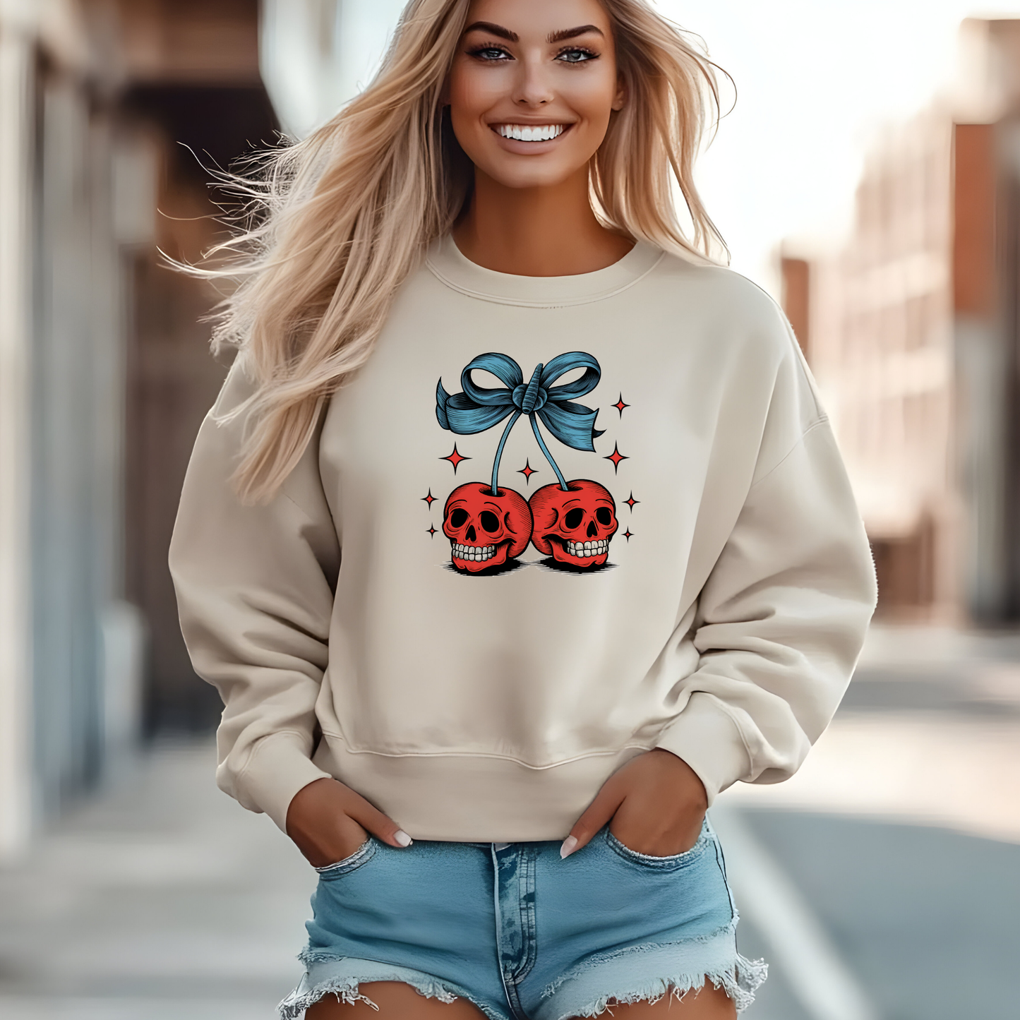 Cherry Retro Skulls Sweatshirt